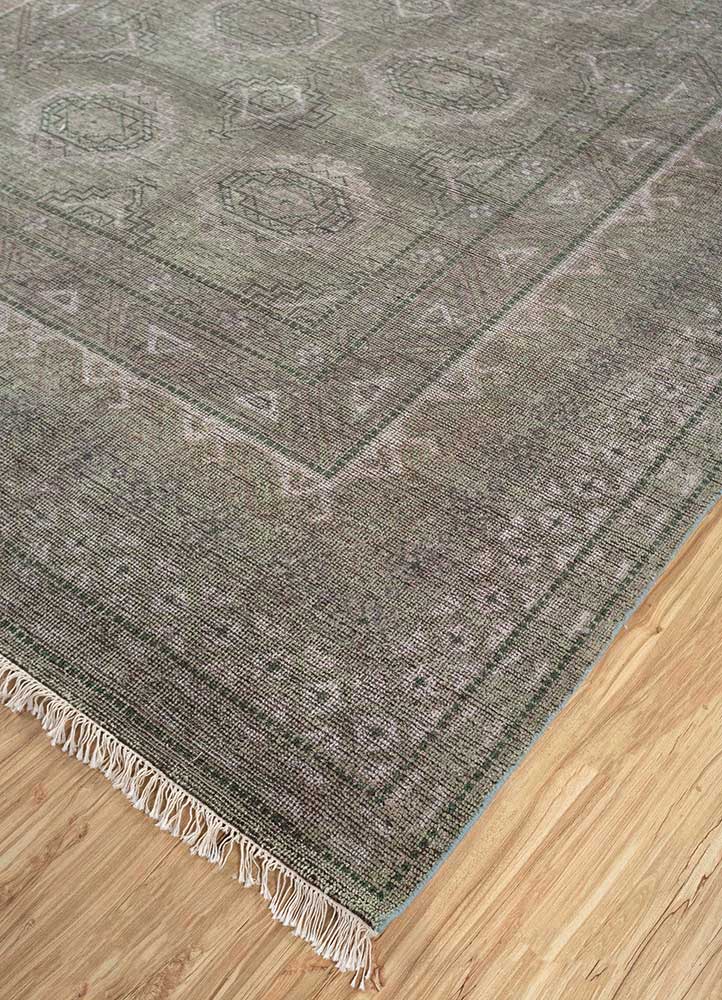 erbe green wool Hand Knotted Rug - FloorShot