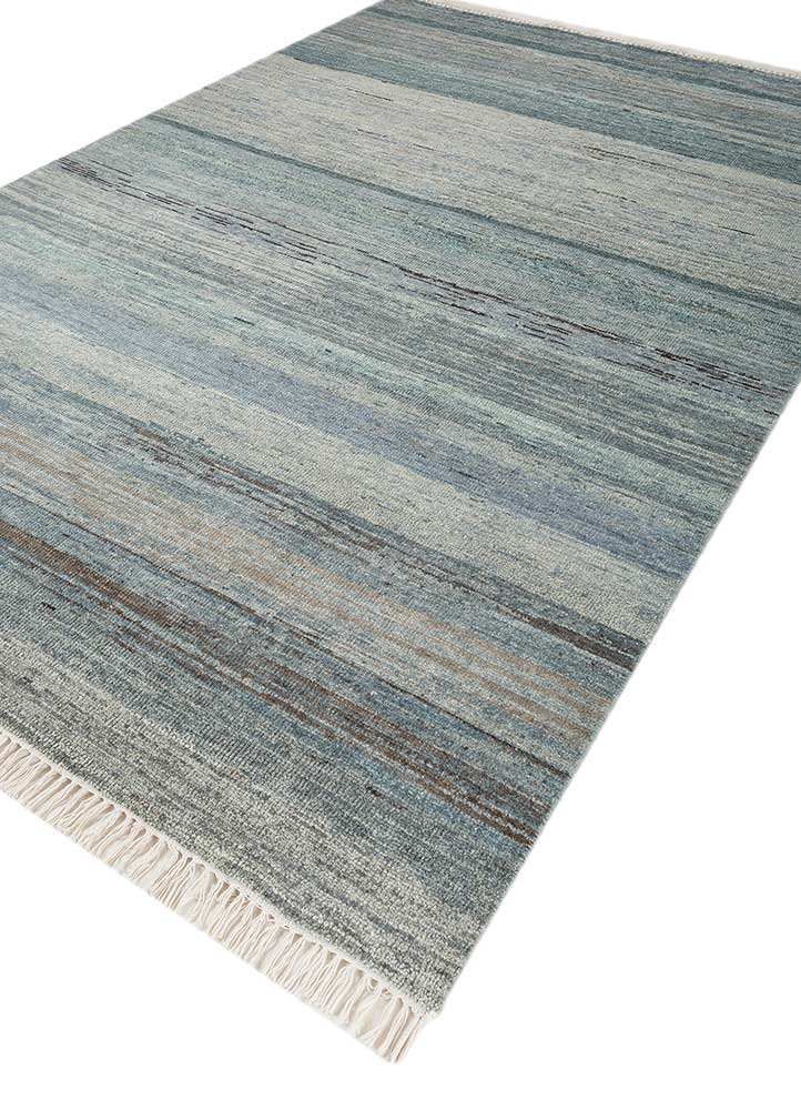 bylthe blue afghan wool Hand Knotted Rug - FloorShot