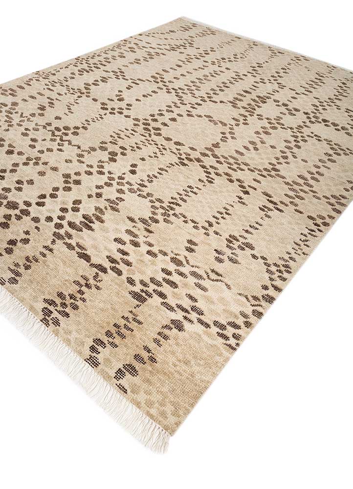 aprezo beige and brown wool Hand Knotted Rug - FloorShot