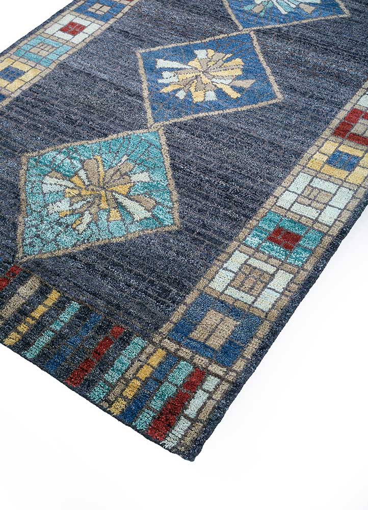 clan multi afghan wool Hand Knotted Rug - FloorShot