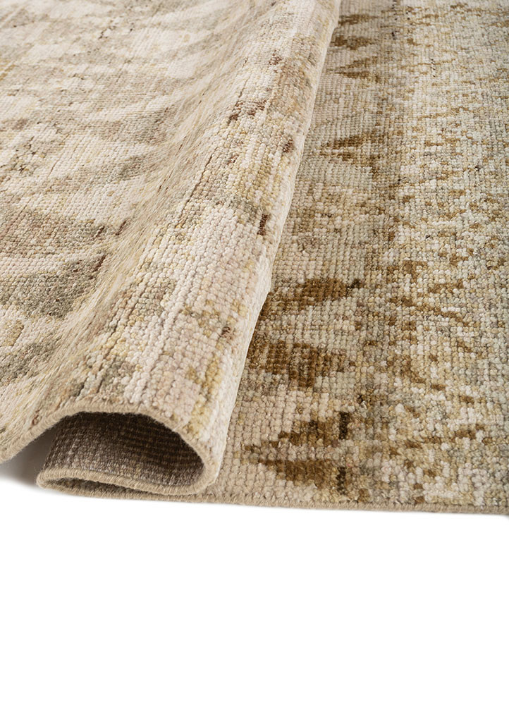 thyme beige and brown wool Hand Knotted Rug - FloorShot thyme beige and brown wool Hand Knotted Rug - FloorShot