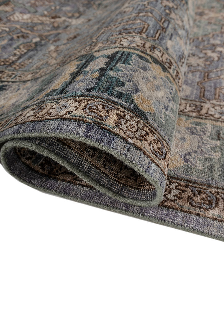 someplace in time blue afghan wool Hand Knotted Rug - FloorShot someplace in time blue afghan wool Hand Knotted Rug - FloorShot