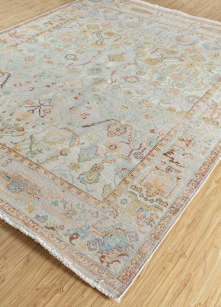 someplace in time ivory wool Hand Knotted Rug - FloorShot