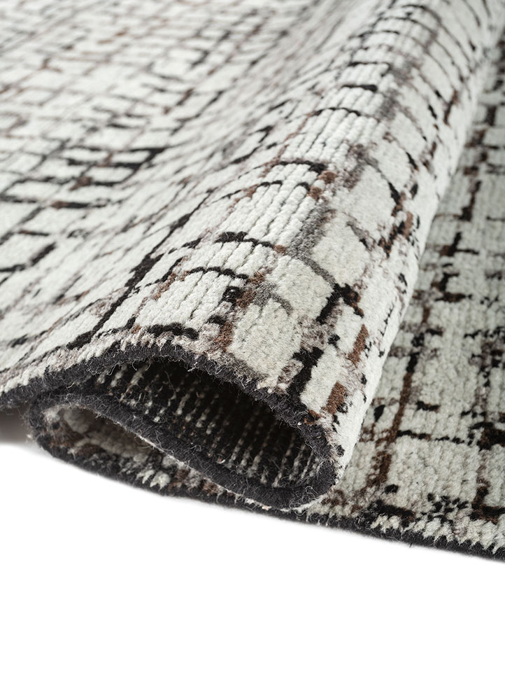 aprezo grey and black wool Hand Knotted Rug - FloorShot