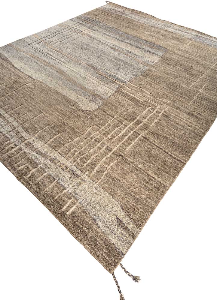 brahmaand grey and black wool Hand Knotted Rug - FloorShot