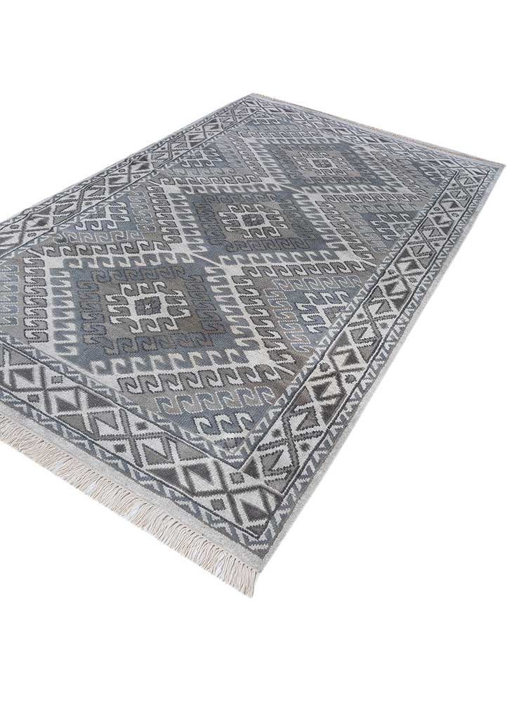 savana grey and black wool Hand Knotted Rug - FloorShot