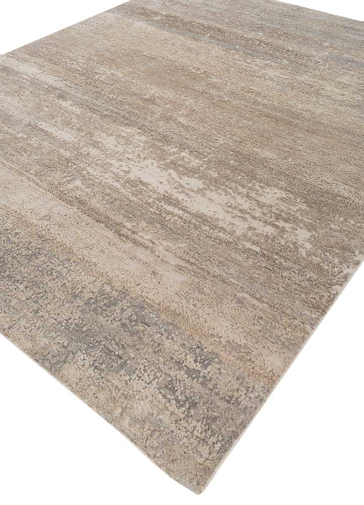 entropy ivory wool and silk Hand Knotted Rug - FloorShot