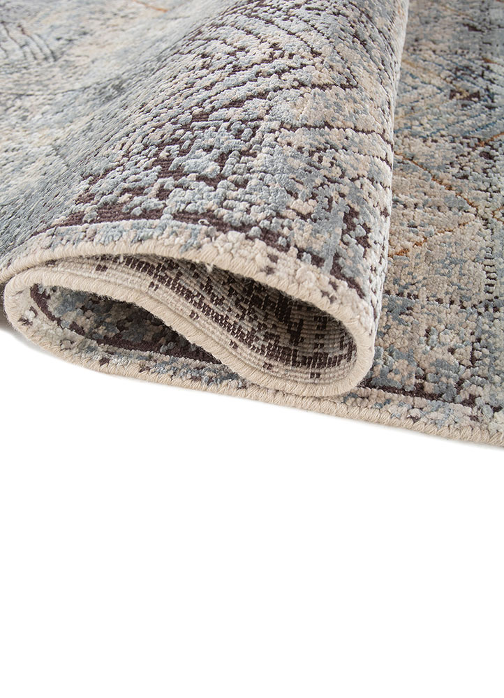 entropy blue wool and silk Hand Knotted Rug - FloorShot