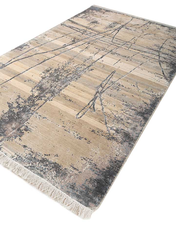 entropy ivory wool and silk Hand Knotted Rug - FloorShot