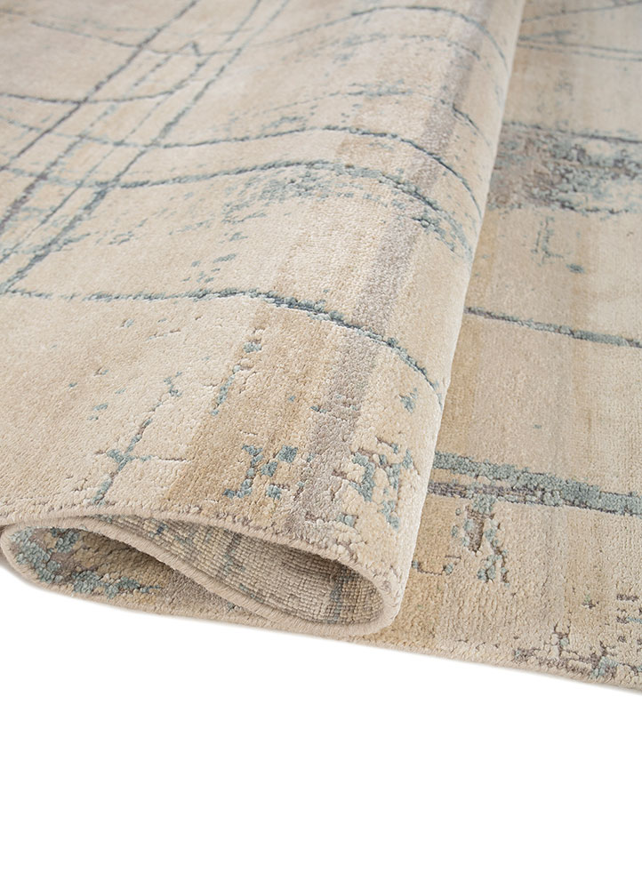 entropy ivory wool and silk Hand Knotted Rug - FloorShot