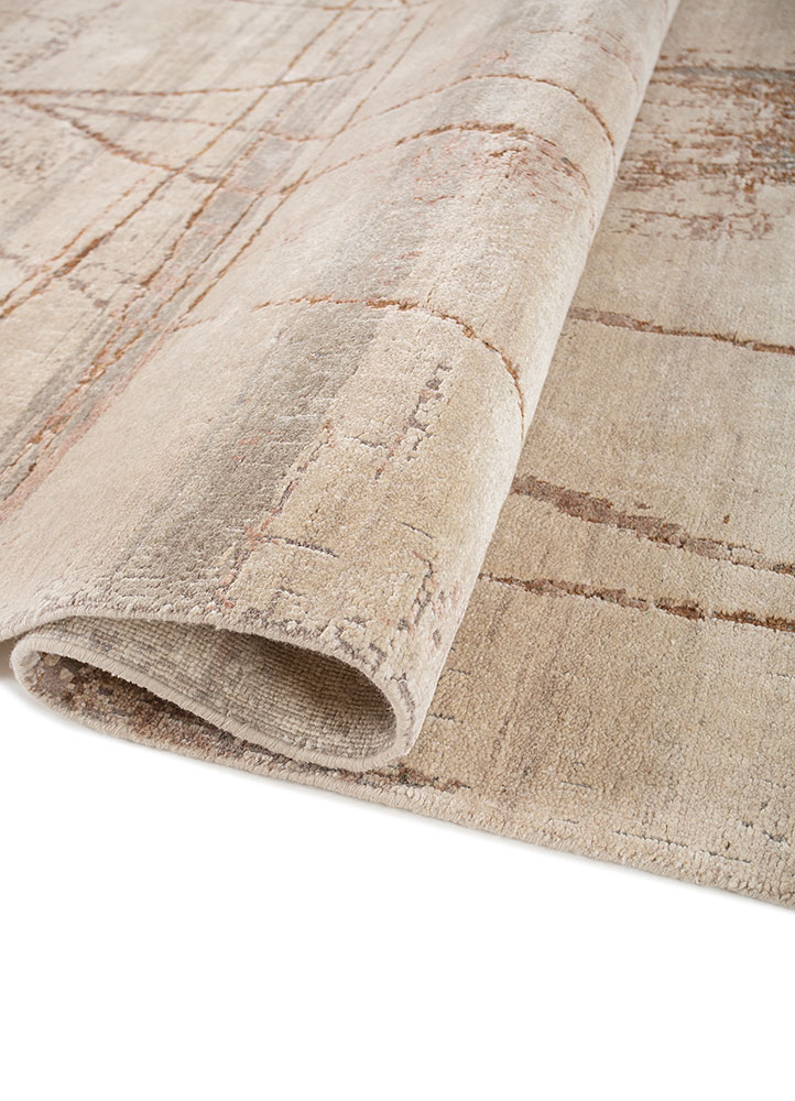entropy ivory wool and silk Hand Knotted Rug - FloorShot