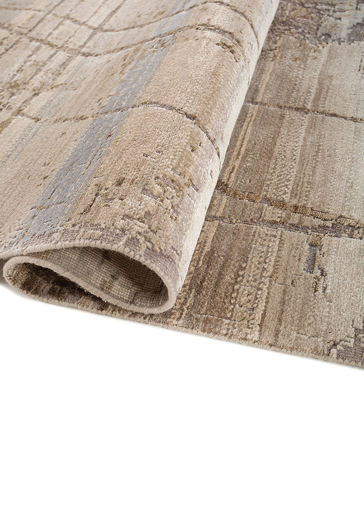 entropy ivory wool and silk Hand Knotted Rug - FloorShot