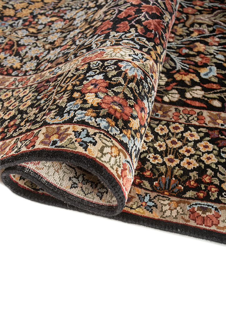 aprezo grey and black wool and silk Hand Knotted Rug - FloorShot