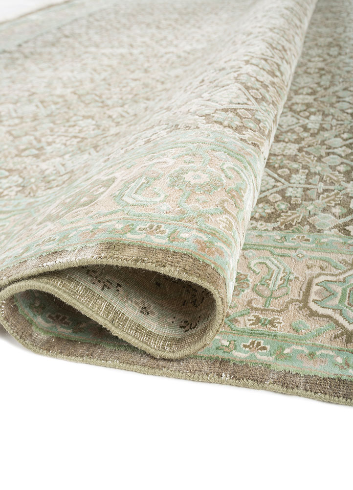 aurora green wool and silk Hand Knotted Rug - FloorShot aurora green wool and silk Hand Knotted Rug - FloorShot