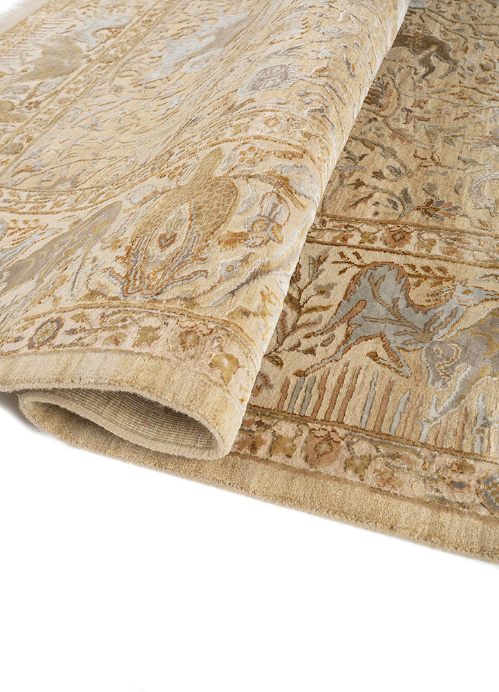 aprezo gold wool and silk Hand Knotted Rug - FloorShot