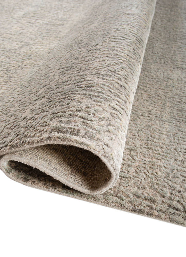 entropy grey and black wool and silk Hand Knotted Rug - FloorShot