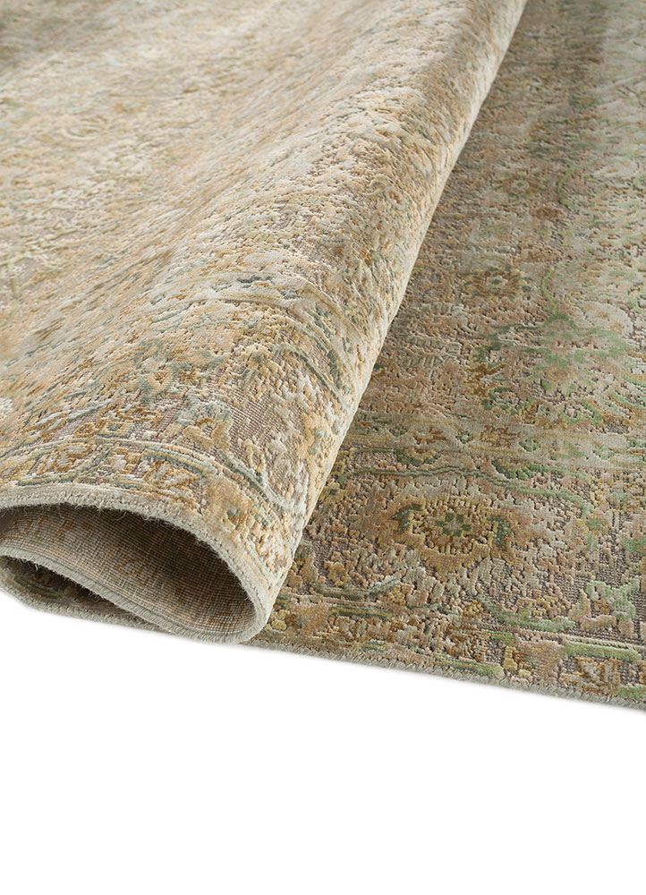aurora blue wool and silk Hand Knotted Rug - FloorShot