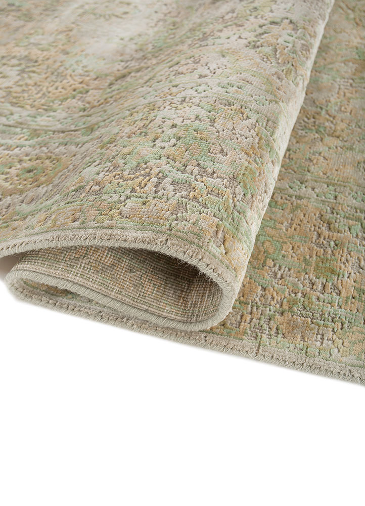 aurora blue wool and silk Hand Knotted Rug - FloorShot