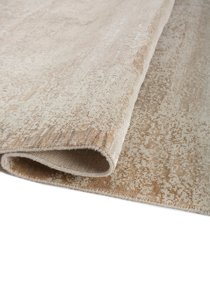 entropy beige and brown wool and silk Hand Knotted Rug - FloorShot