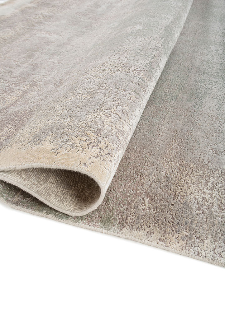 entropy blue wool and silk Hand Knotted Rug - FloorShot
