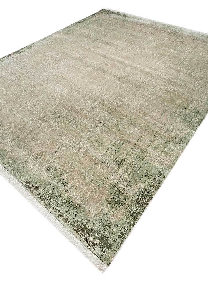 entropy ivory wool and silk Hand Knotted Rug - FloorShot