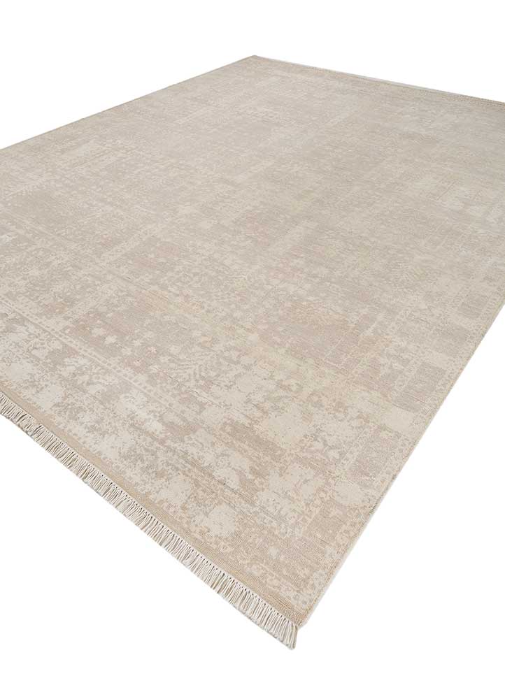 cyanna ivory wool and silk Hand Knotted Rug - FloorShot