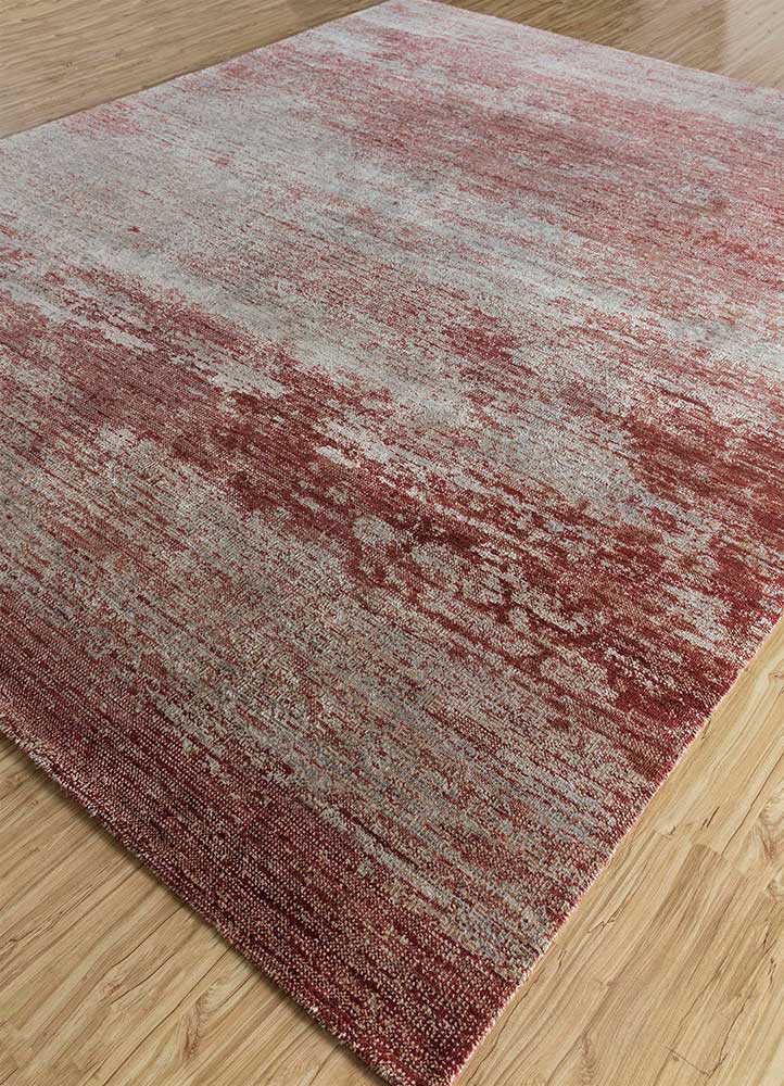 tattvam red and orange wool and silk Hand Knotted Rug - FloorShot