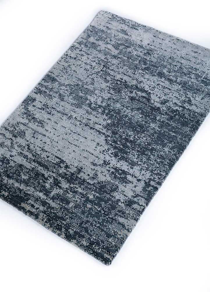 tattvam grey and black wool and silk Hand Knotted Rug - FloorShot
