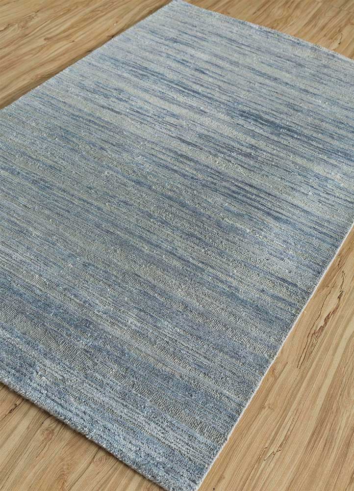 manifest blue wool and silk Hand Knotted Rug - FloorShot