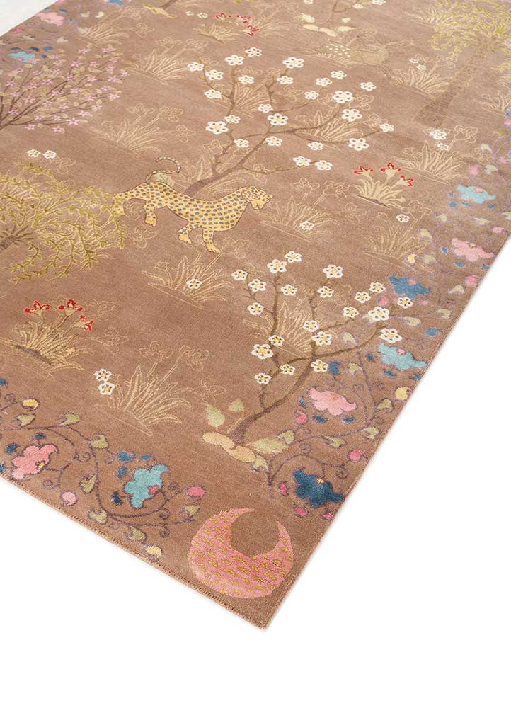 majnun beige and brown wool and silk Hand Knotted Rug - FloorShot