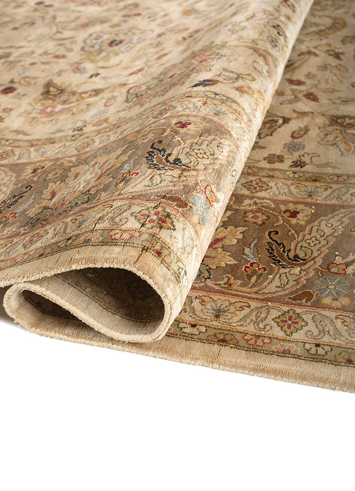 aurora beige and brown silk Hand Knotted Rug - FloorShot