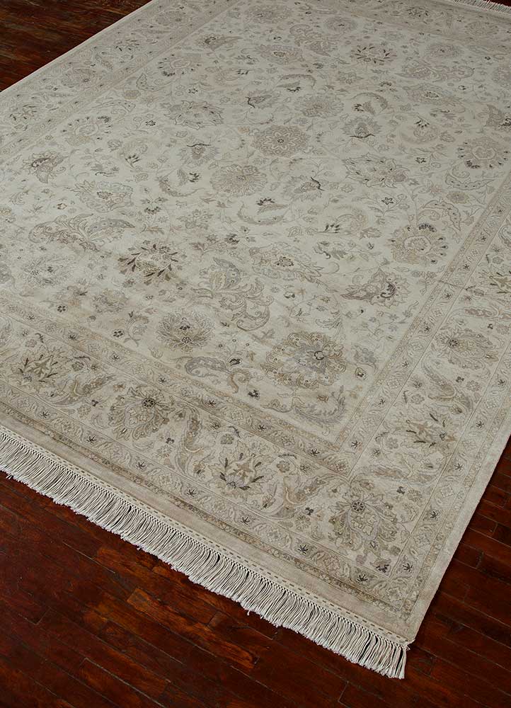 aurora ivory silk Hand Knotted Rug - FloorShot