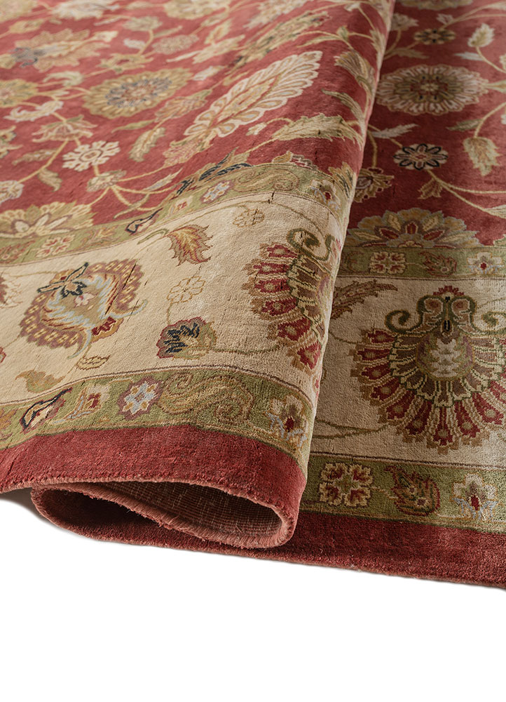 aurora red and orange silk Hand Knotted Rug - FloorShot