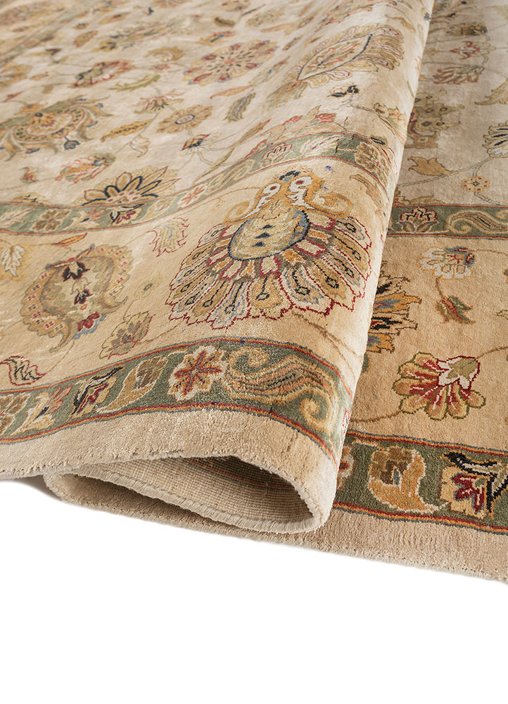 aurora ivory silk Hand Knotted Rug - FloorShot