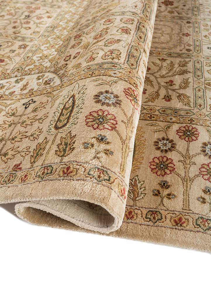 aurora ivory silk Hand Knotted Rug - FloorShot