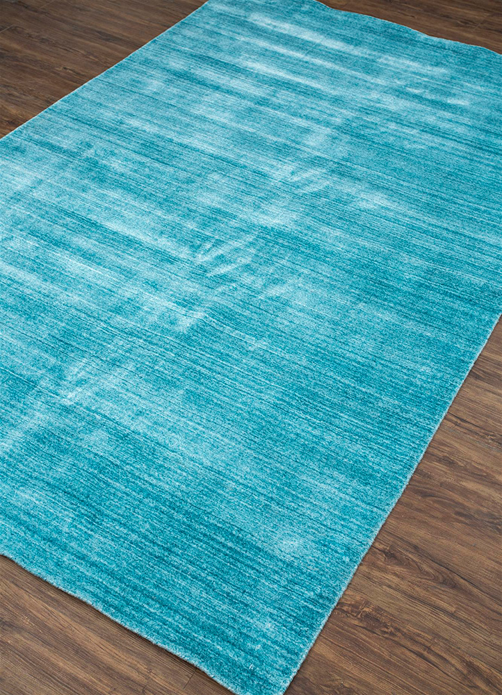 yasmin blue viscose Hand Loom Rug - FloorShot