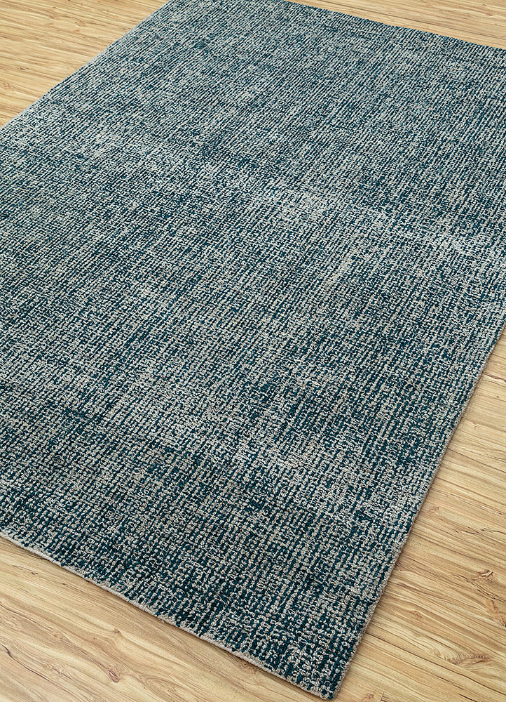 pathways blue wool Hand Tufted Rug - FloorShot