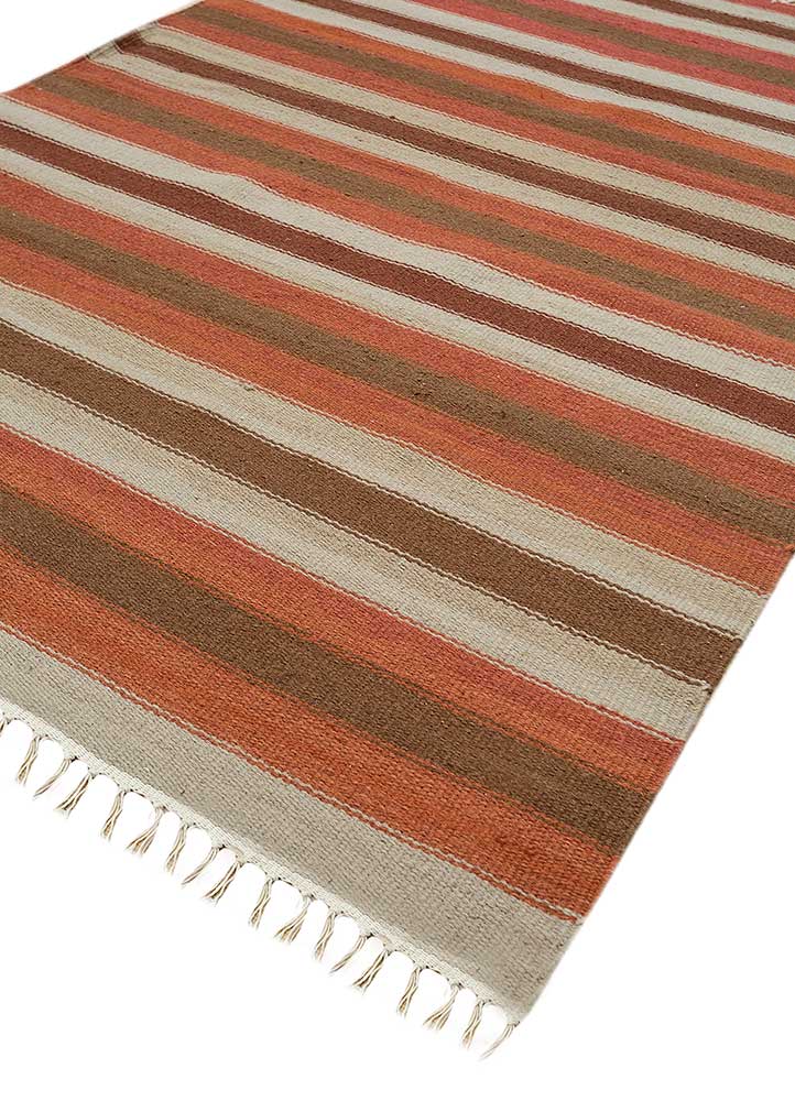indusbar red and orange wool Flat Weaves Rug - FloorShot