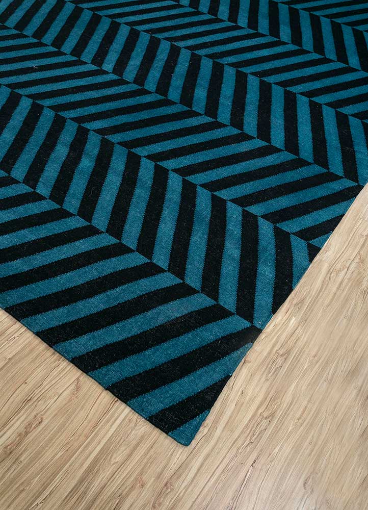 indusbar blue wool Flat Weaves Rug - FloorShot
