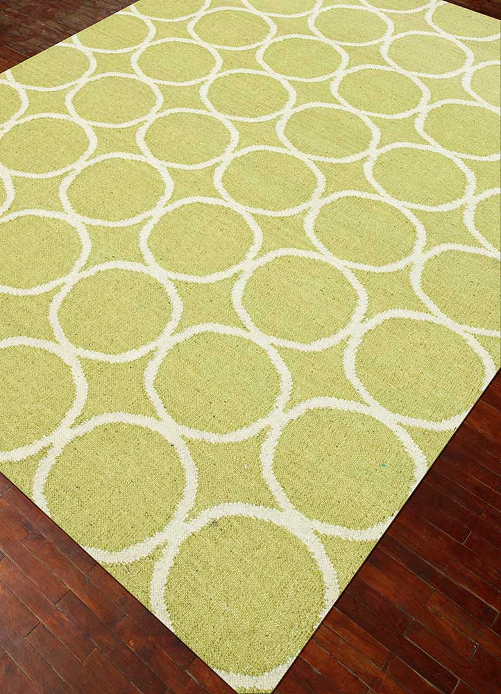 indusbar green wool Flat Weaves Rug - FloorShot