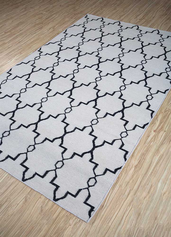 indusbar grey and black wool Flat Weaves Rug - FloorShot