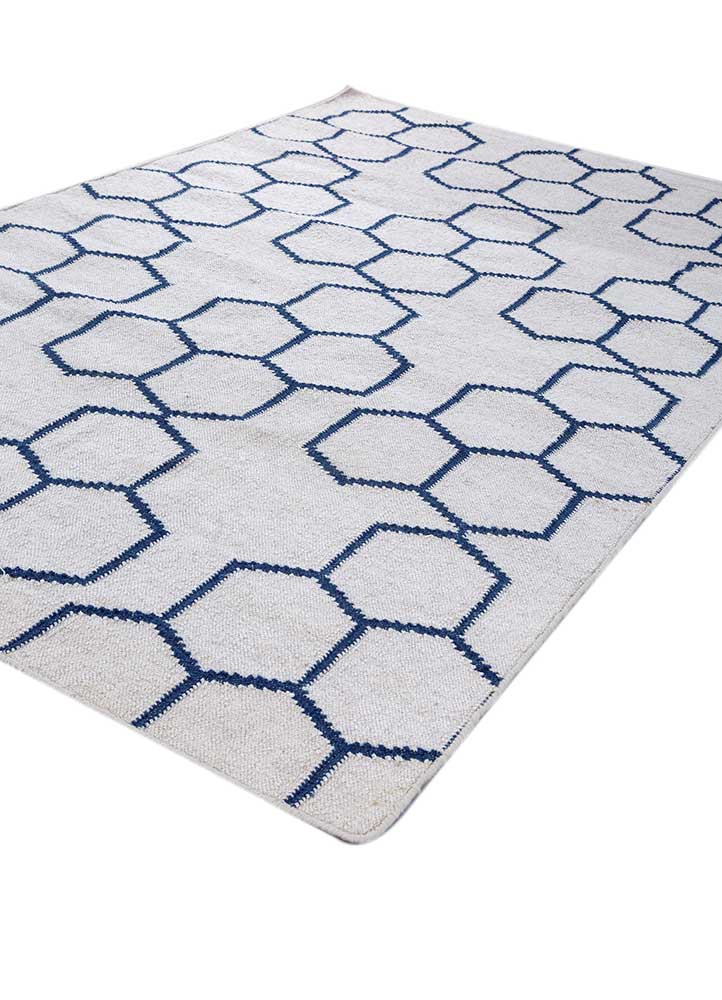 indusbar blue wool Flat Weaves Rug - FloorShot