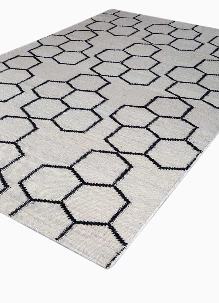 indusbar grey and black wool Flat Weaves Rug - FloorShot