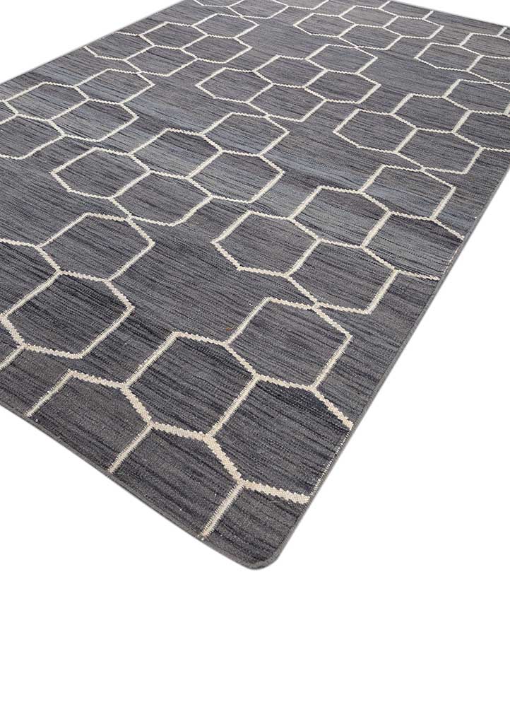 indusbar grey and black wool Flat Weaves Rug - FloorShot