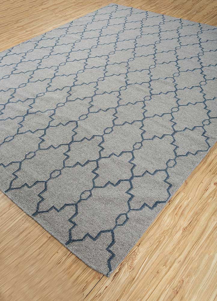 indusbar grey and black wool Flat Weaves Rug - FloorShot