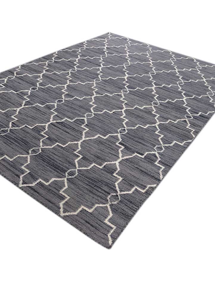 indusbar grey and black wool Flat Weaves Rug - FloorShot