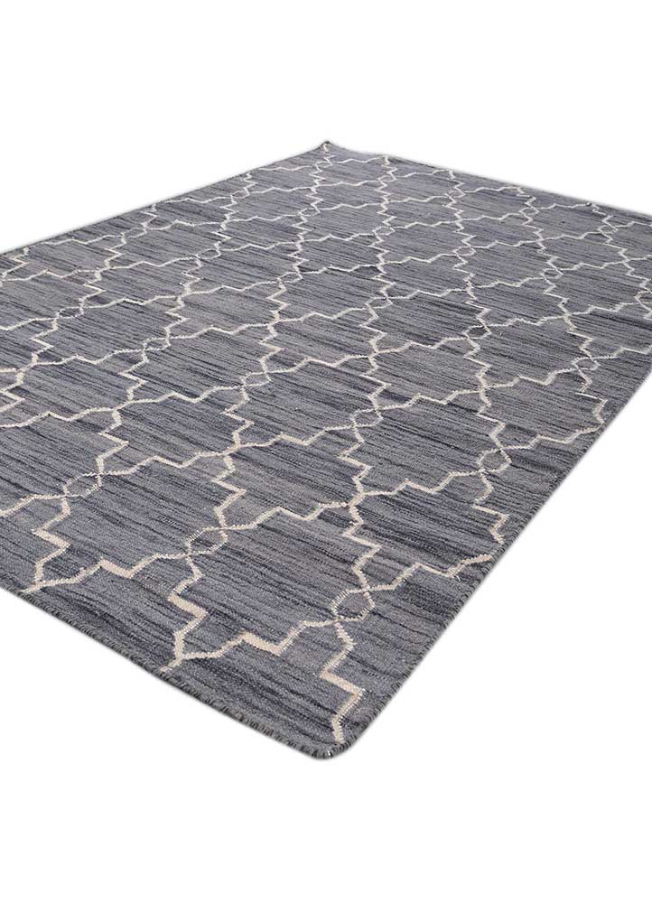 indusbar grey and black wool Flat Weaves Rug - FloorShot