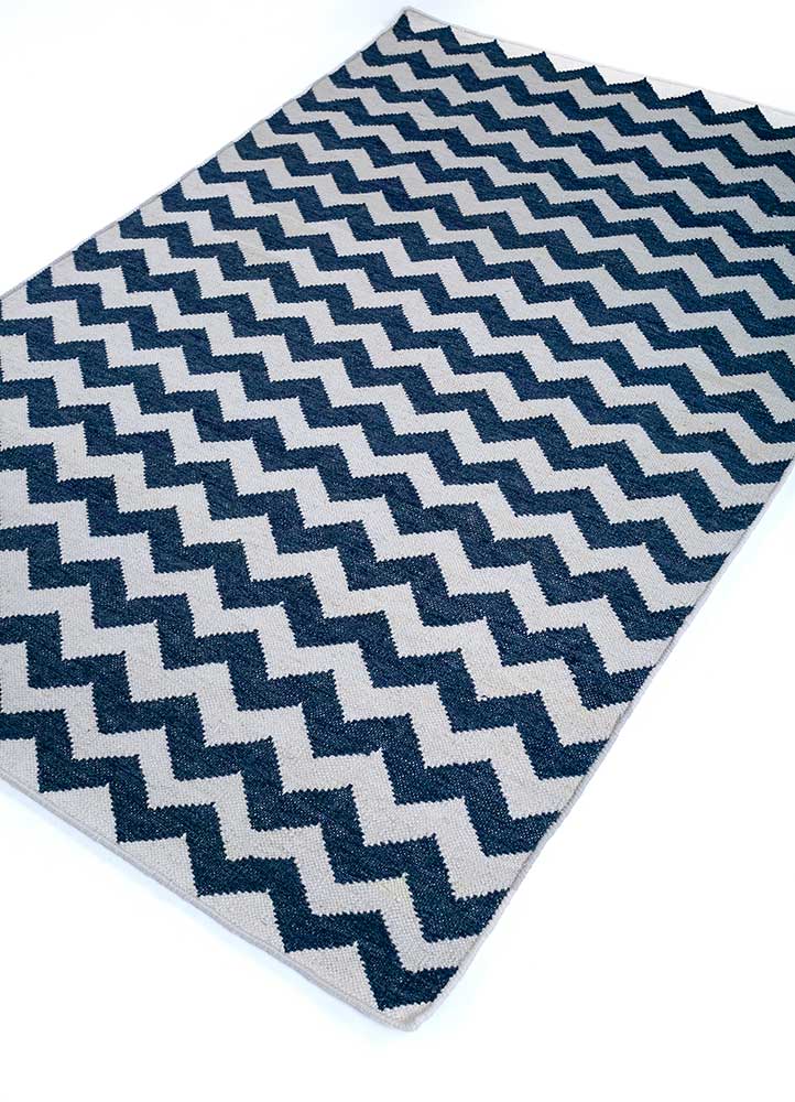 indusbar blue wool Flat Weaves Rug - FloorShot