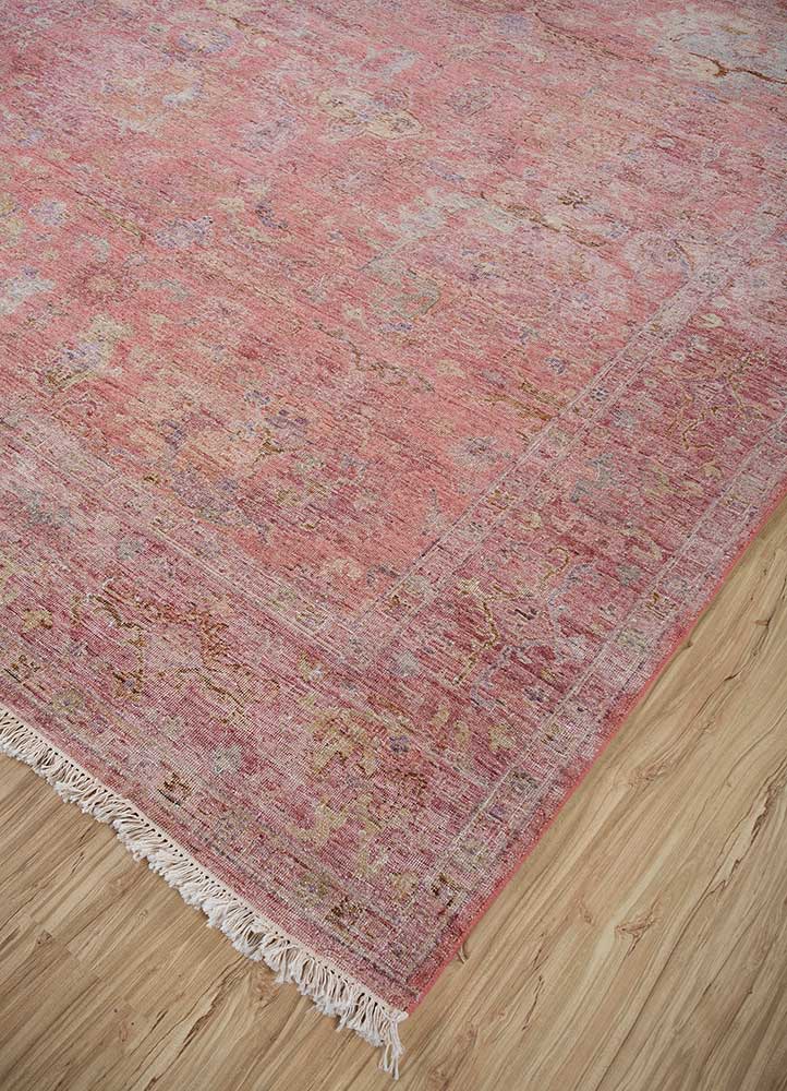 someplace in time red and orange wool Hand Knotted Rug - FloorShot