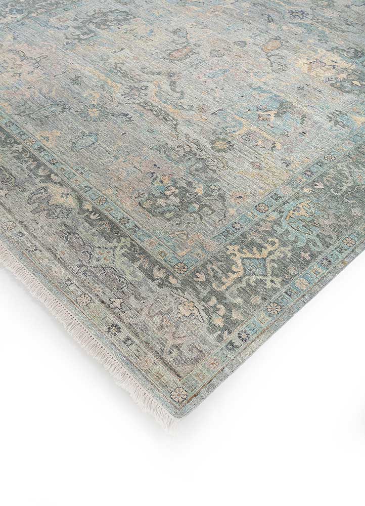 someplace in time blue wool Hand Knotted Rug - FloorShot